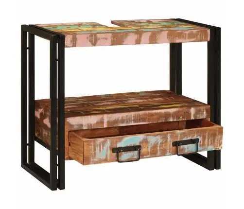 Peegli Kapp Mitmevärviline 71 X 33 X 58 Cm Tugev Taastatud Puit