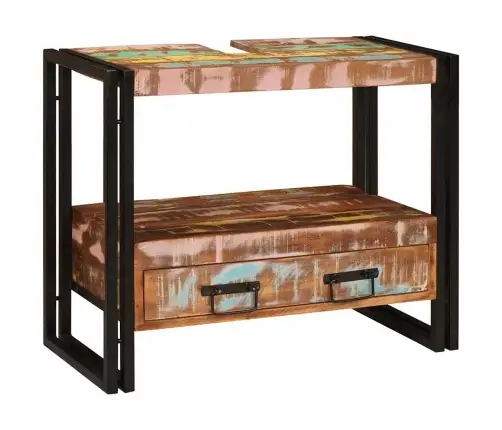 Peegli Kapp Mitmevärviline 71 X 33 X 58 Cm Tugev Taastatud Puit