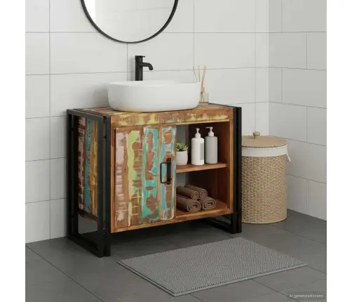 Valamukapp Mitmevärviline 71 X 33 X 58 Cm Tugev Taastatud Puit