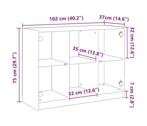 Puhvetkapp, Vana Puit, 102X37X75,5 cm Tehispuit