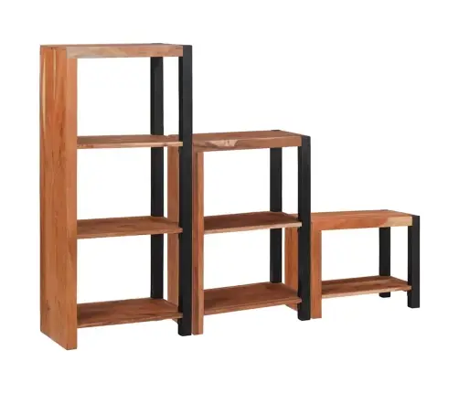 Grāmatu Plaukts 3 Pcs Brūna 50 X 30 X 110 Cm Akācijas Masīvkoks Vidaxl