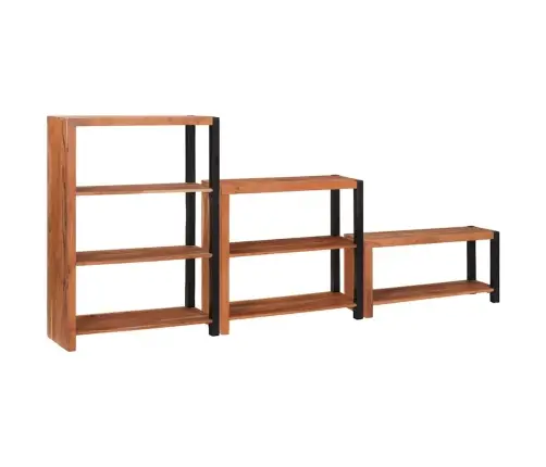 Raamatukapp 3 Pcs Pruun 80 X 30 X 110 Cm Akaatsiapuit