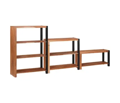 Raamatukapp 3 Pcs Pruun 80 X 30 X 110 Cm Akaatsiapuit