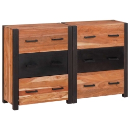 Puse 3 Pcs Brūna 110 X 30 X 75 Cm Akācijas Masīvkoks Vidaxl