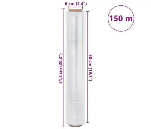 Stretch Film 6 Gab Caurspīdīga 20 Μm 50 Cm X 150 M Vidaxl