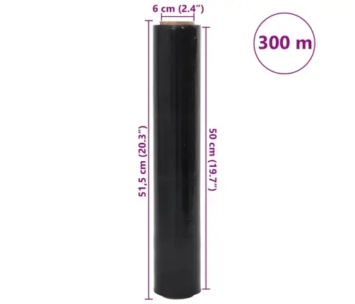 Stretch Film 6 Vnt Juoda 17 Μm 50 Cm X 300 M