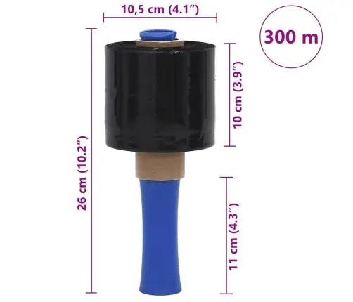 Stretch Films 10 Vnt Juodos 23 Μm 10 Cm X 300 M