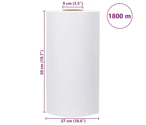Lauksaimniecības Elastīga Plēve Balta 25 Μm 50 Cm X 1800 M Vidaxl