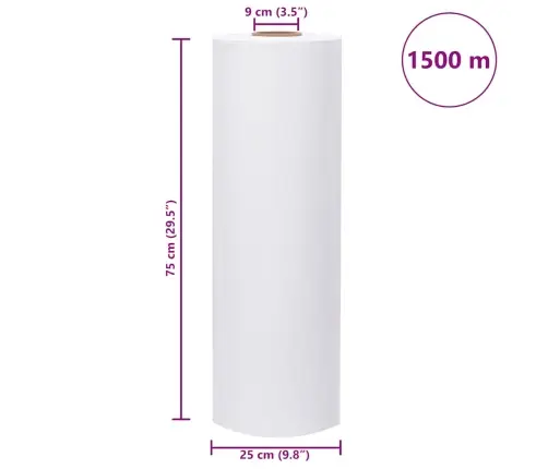 Lauksaimniecības Elastīga Plēve, Balta 25 Μm 75 Cm X 1500 M Vidaxl