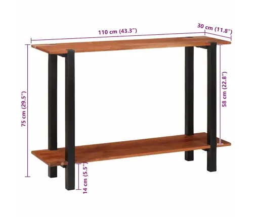 Konsolinis Stalas Su Lentyna Su Saugykla Ruda 110 X 30 X 75 Cm Konsolinis Stalas Su Lentyna Su Saugykla Ruda 110 X 30 X 75 Cm