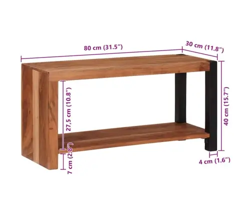 Knygų Lentyna Ruda 80 X 30 X 40 Cm Kietos Akacijos Mediena