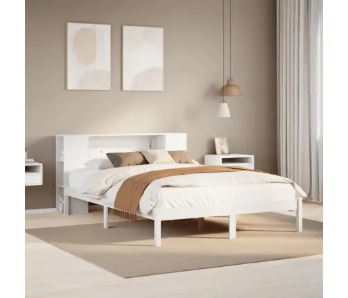 Riiuliga Voodiraam Ilma Madratsita, Valge, 120X190cm Männipuit