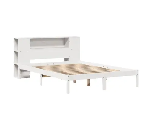 Gulta Ar Grāmatu Plauktu, Bez Matrača, 140X190 Cm, Priedes Koks Vidaxl