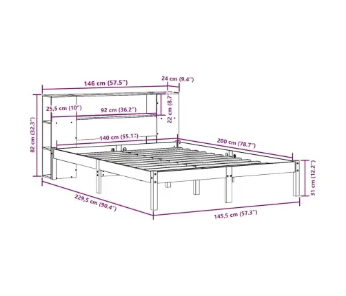 Riiuliga Voodiraam Ilma Madratsita, 140X200 cm Männipuit