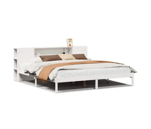 Gulta Ar Grāmatu Plauktu, Bez Matrača, 200X200 Cm, Priedes Koks Vidaxl