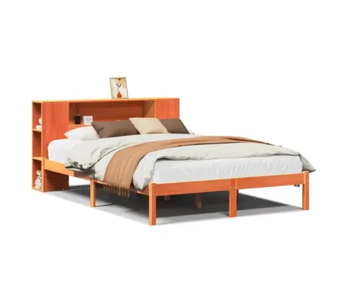 Gulta Ar Grāmatu Plauktu, Bez Matrača, 150X200 Cm, Priedes Koks Vidaxl