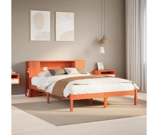 Gulta Ar Grāmatu Plauktu, Bez Matrača, 150X200 Cm, Priedes Koks Vidaxl