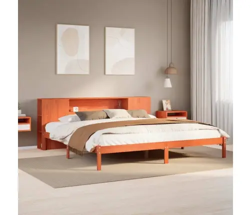 Gulta Ar Grāmatu Plauktu, Bez Matrača, 200X200 Cm, Priedes Koks Vidaxl