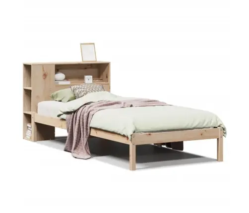 Gulta Ar Grāmatu Plauktu, Bez Matrača, 90X190 Cm, Priedes Koks Vidaxl