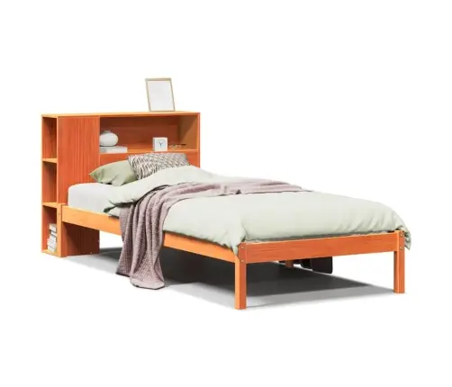 Gulta Ar Grāmatu Plauktu, Bez Matrača, 100X200 Cm, Priedes Koks Vidaxl