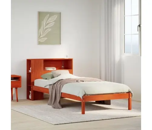 Gulta Ar Grāmatu Plauktu, Bez Matrača, 100X200 Cm, Priedes Koks Vidaxl