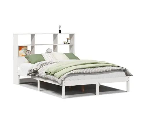 Riiuliga Voodiraam Ilma Madratsita, Valge, 120X190cm Männipuit