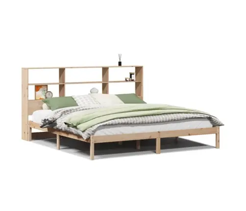 Lova Su Knygų Spinta Be Čiužinio, 180X200cm Pušies Masyvas