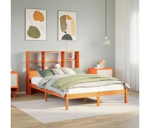 Lova Su Knygų Spinta Be Čiužinio, Ruda, 135X190cm Pušis