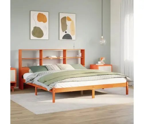 Lova Su Knygų Spinta Be Čiužinio, Ruda, 200X200cm Pušis