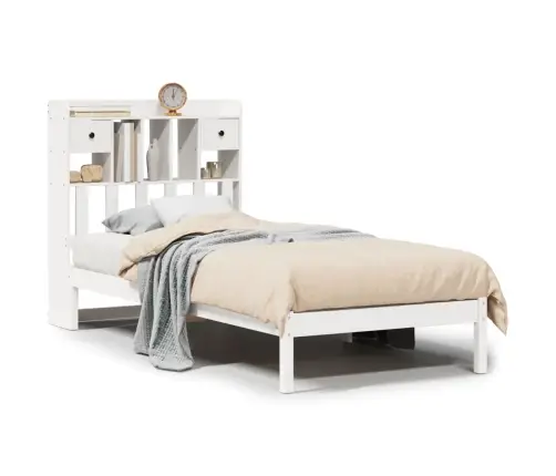 Gulta Ar Grāmatu Plauktu, Bez Matrača, 75X190 Cm, Priedes Koks Vidaxl