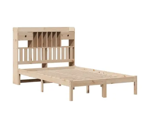 Gulta Ar Grāmatu Plauktu, Bez Matrača, 135X190 Cm, Priedes Koks Vidaxl