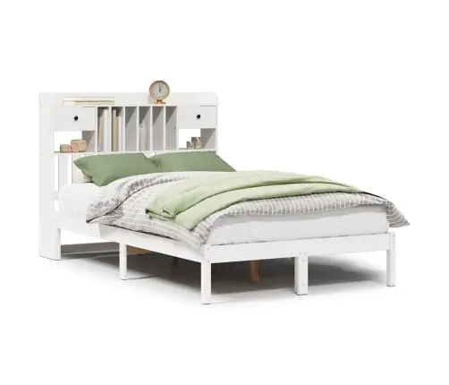 Gulta Ar Grāmatu Plauktu, Bez Matrača, 135X190 Cm, Priedes Koks Vidaxl