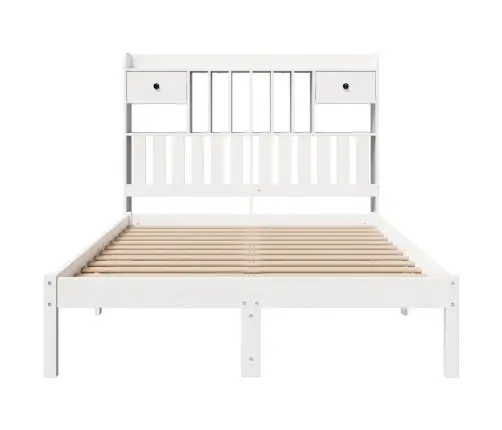 Gulta Ar Grāmatu Plauktu, Bez Matrača, 135X190 Cm, Priedes Koks Vidaxl