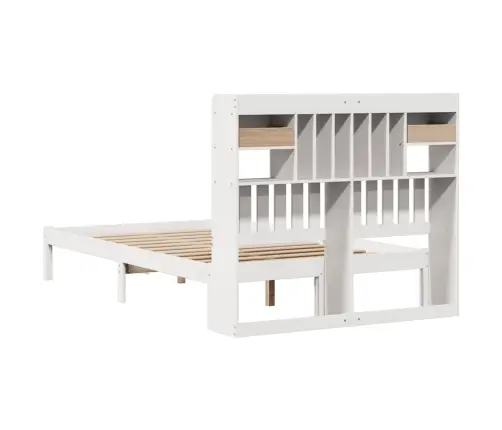 Gulta Ar Grāmatu Plauktu, Bez Matrača, 135X190 Cm, Priedes Koks Vidaxl