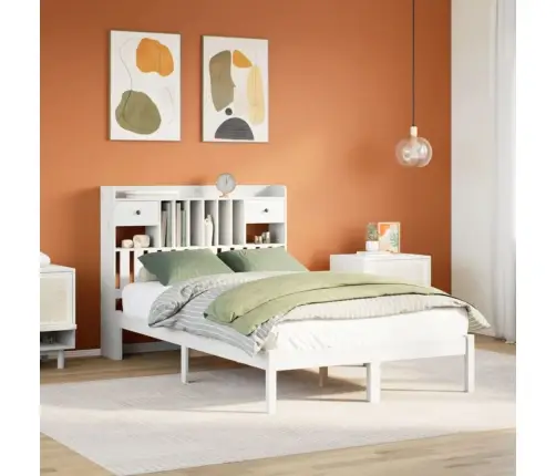 Gulta Ar Grāmatu Plauktu, Bez Matrača, 135X190 Cm, Priedes Koks Vidaxl