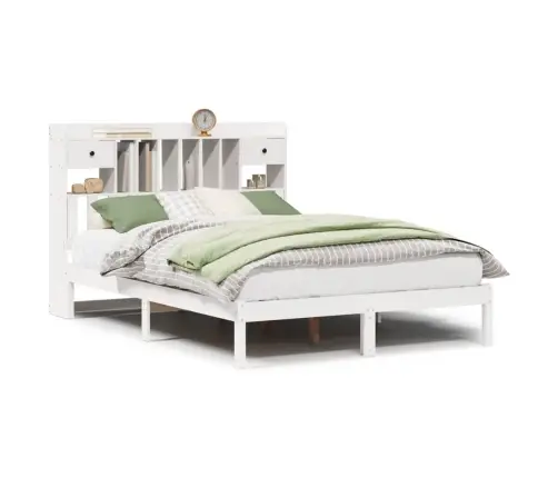 Gulta Ar Grāmatu Plauktu, Bez Matrača, 140X190 Cm, Priedes Koks Vidaxl