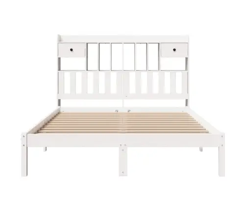 Gulta Ar Grāmatu Plauktu, Bez Matrača, 140X190 Cm, Priedes Koks Vidaxl