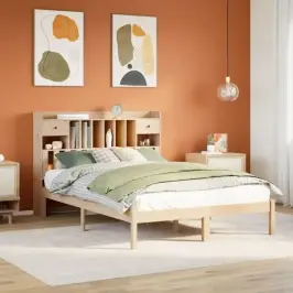 Gulta Ar Grāmatu Plauktu, Bez Matrača, 140X200 Cm, Priedes Koks Vidaxl