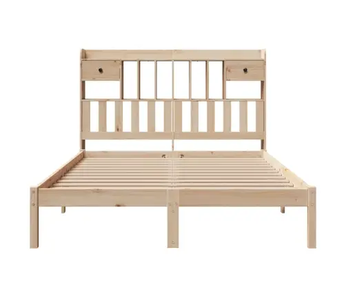 Gulta Ar Grāmatu Plauktu, Bez Matrača, 150X200 Cm, Priedes Koks Vidaxl