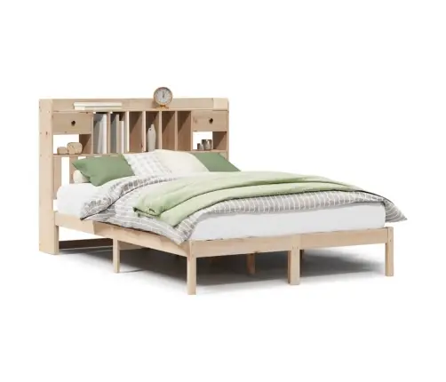 Gulta Ar Grāmatu Plauktu, Bez Matrača, 160X200 Cm, Priedes Koks Vidaxl