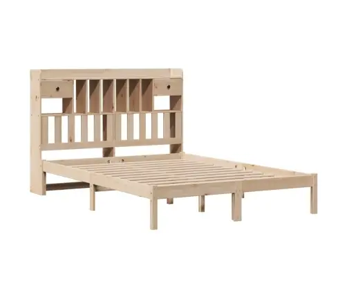 Gulta Ar Grāmatu Plauktu, Bez Matrača, 160X200 Cm, Priedes Koks Vidaxl