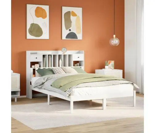 Gulta Ar Grāmatu Plauktu, Bez Matrača, 160X200 Cm, Priedes Koks Vidaxl