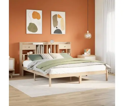 Lova Su Knygų Spinta Be Čiužinio, 180X200cm Pušies Masyvas