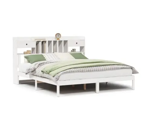 Lova Su Knygų Spinta Be Čiužinio, Balta, 180X200cm Pušis