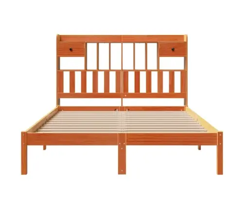 Gulta Ar Grāmatu Plauktu, Bez Matrača, 140X200 Cm, Priedes Koks Vidaxl