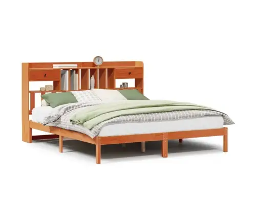 Gulta Ar Grāmatu Plauktu, Bez Matrača, 200X200 Cm, Priedes Koks Vidaxl