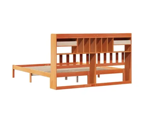 Gulta Ar Grāmatu Plauktu, Bez Matrača, 200X200 Cm, Priedes Koks Vidaxl