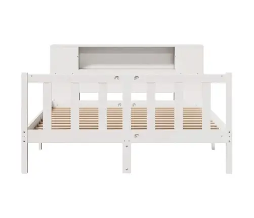 Gulta Ar Grāmatu Plauktu, Bez Matrača, 135X190 Cm, Priedes Koks Vidaxl