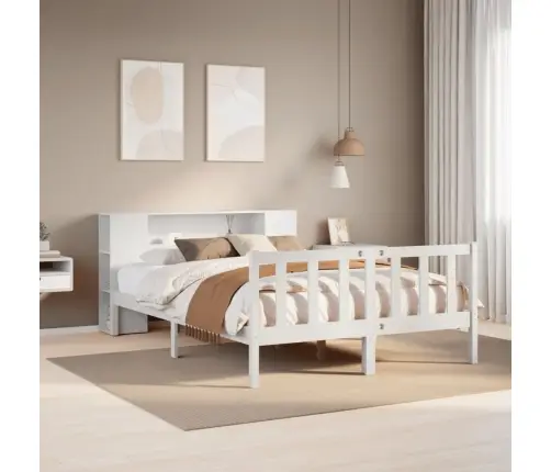 Gulta Ar Grāmatu Plauktu, Bez Matrača, 140X190 Cm, Priedes Koks Vidaxl