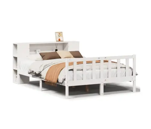 Lova Su Knygų Spinta Be Čiužinio, Balta, 150X200cm Pušis